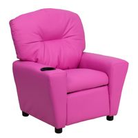 Flash Furniture Contemporary Hot Pink Vinyl Kids Recliner with Cup Holder - Hot Pink Vinyl