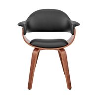 Adalyn Faux Leather and Wood Dining Room Accent Chair - Black and Walnut