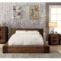 Furniture of America Shaylen I Rustic 2-piece Natural Tone Low Profile Bed and Nightstand Set - Cal. King
