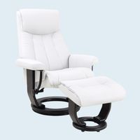 Pescara 360 Degree Swivel Leather Recliner with Ottoman - White