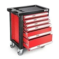 DNA MOTORING 6-Drawers Rolling Tool Chest Cabinet with Casters, Locking System, Top Tray, for Garage Warehouse Workshop, Red, TOOLS-00395