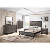 Roundhill Furniture Stout Panel Bedroom Set with Bed, Dresser, Mirror, Night Stand, Chest - King