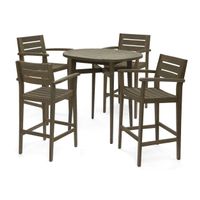 Stamford Outdoor Rustic 5 Piece Acacia Wood Bar Set by Christopher Knight Home - gray