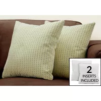 Pillows/ Set Of 2/ 18 X 18 Square/ Insert Included/ decorative Throw/ Accent/ Sofa/ Couch/ Bedroom/ Polyester/ Hypoallergenic/ Green/ Modern