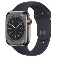 Apple Watch Series 8 Gps & Cellular 45mm Graphite Stainless Steel Case With M/l Midnight Sport Band