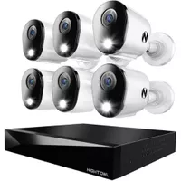 Night Owl - 12 Channel 6 Camera Wired 4K 2TB DVR Security System - White