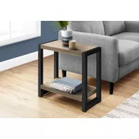 Accent Table/ Side/ End/ Narrow/ Small/ 2 Tier/ Living Room/ Bedroom/ Metal/ Laminate/ Brown/ Black/ Contemporary/ Modern