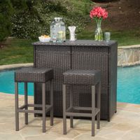 Toronto Outdoor 3-piece Wicker Bar Island Set by Christopher Knight Home - Multi-Brown