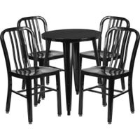 Flash Furniture 24'' Round Metal Indoor-Outdoor Table Set with 2 Vertical Slat Back Chairs, Multiple Colors