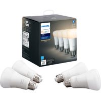 Philips - Hue A19 Bluetooth 60W Smart LED Bulb (4-Pack) - White