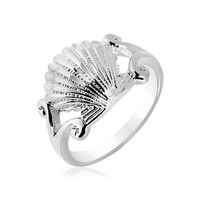 Sterling Silver Textured Seashell Ring (Size 7)