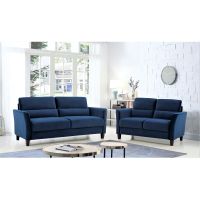 Chole Velvet Living Room Set- Sofa and Loveseat - Dark Blue