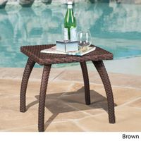 Honolulu Outdoor Wicker Side Table by Christopher Knight Home - Brown