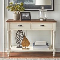 Simple Living Liza Console Table - Antique White/Walnut