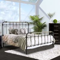 Transitional Antique Black Metal Twin Bed