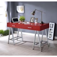 ACME Coleen Writing Desk, Black High Gloss & Chrome