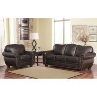 Abbyson Richfield Premium Top-grain Leather Sofa and Armchair - Dark Brown