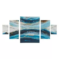 Midnight Tide Blue Abstract 5-piece Canvas Wall Art Set