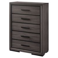 Rothwell Contemporary Grey 5-Drawer Chest with Black Trim by Furniture of America - Grey