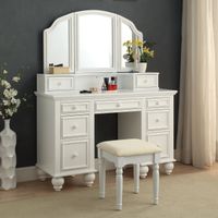 Furniture of America Shianne Contemporary 2-piece Multi-drawer Vanity Table Set - White Finish - White