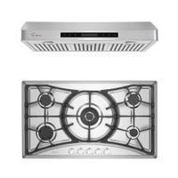 2 Piece Kitchen Appliances Packages Including 36" Gas Cooktop and 36" Under Cabinet Range Hood - Silver