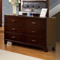 Cody Contemporary 56-inch Wide 6-Drawer Solid Wood Dresser by Furniture of America - Brown Cherry