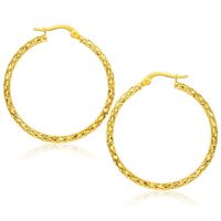 Large Textured Hoop Earrings in 10k Yellow Gold 