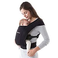 Ergobaby Embrace Cozy Newborn Baby Wrap Carrier (7-25 Pounds), Premium Cotton, Pure Black Blush Pink Premium Cotton