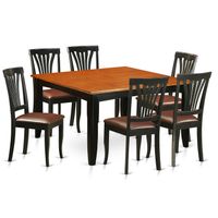 East West Furniture 7PC-Rubberwood Dining Table and 6 Solid Chairs-Black/Cherry(Chairs Seat Options) - PFAV7-BCH-LC