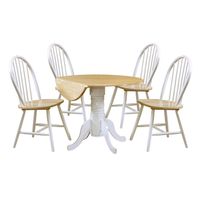 5 Piece Dining Set in Natural Brown and White - Multi