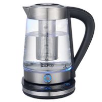 HD-2005D 110V 1500W 2.5L Blue Glass Electric Kettle with Filter - Black