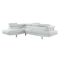 ACME Connor L Shape Sectional Sofa in Cream Faux Leather