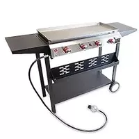 Gas One Flat Top Grill with 4 Burners - Premium Propane Grill with Outdoor Grill Cart - Stainless Steel Auto Ignition Camping Grill Outdoor Griddle - Easy Cleaning Grills Outdoor Cooking Propane