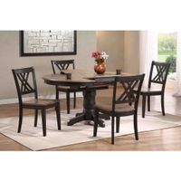 Iconic Furniture Company 5-piece Antique Grey Double X-Back 5-piece Round Dining Set - Antique gray, two tone, 1 table + 4 chairs