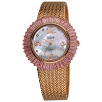 Burgi Women's Diamond and Baguette Pink Bracelet Watch - WHITE/black - Pink