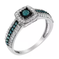 Sterling-Silver 1/2ct TDW Treated Blue D...