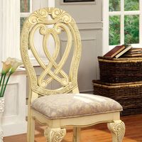 Traditional Vintage White/Beige Side Chair (2/CTN)