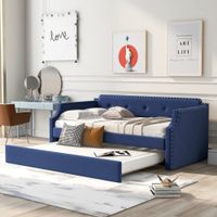 Nestfair Twin Size Upholstered Daybed with Trundle - Blue