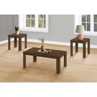 Table Set/ 3pcs Set/ Coffee/ End/ Side/ Accent/ Living Room/ Laminate/ Walnut/ Transitional