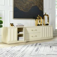 Jennifer Taylor Home Facino 71" Modern Pull-out Drawer Storage TV Stand - White Lacquer