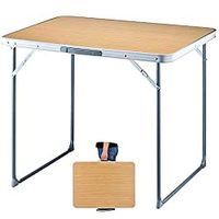 FUNDANGO Portable Table Lightweight Foldable with Handle Steel Frame Fold Up Small Desk for Camp, Outdoor, Beach Side, Picnic, 31.5x23.6x26.8Inches, Yellow, 31.5"x23.6"x26.8"