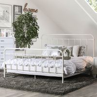 Transitional Vintage White Twin Bed
