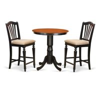East West Furniture Black and Cherry Finish Solid Wood 3-piece Counter-height Pub Set (Seat's Type Options) - EDCH3-BLK-C