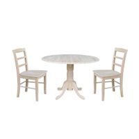 42" Dual Drop Leaf Table with 2 Madrid Chairs - Natural - Set of 3