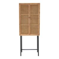 Aurelle Home Rustic Fir Wood Cabinet with Rattan Doors - Rattan/MDF