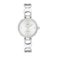 Coach - Ladies Park Silver-Tone Stainless Steel Crystal Bangle Watch Silver Dial
