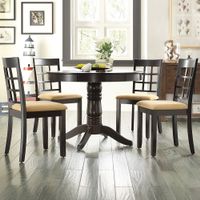Wilma Black Round Pedestal 5-piece Dining Set by iNSPIRE Q Classic - Window Back Chair