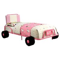 Furniture of America Jamie Metal Racing Twin Bed Frame - Pink