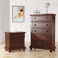 Casa Transitional Cherry Wood USB 2-Piece Chest and Nightstand Set with Drawer by Furniture of America - Dark Cherry