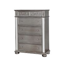 Zeln Glam Solid Wood 5-Drawer Chest by Furniture of America - Silver
